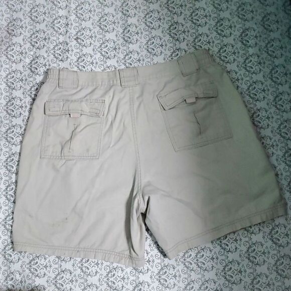 Vintage Mens Khaki Cargo Shorts Y2K Carpenter Tan Neutral Shorts - Picture 5 of 6